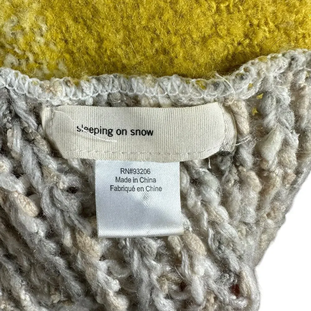 SLEEPING ON SNOW Anthropologie Cream Yellow‎ Plaid Knit Infinity Scarf